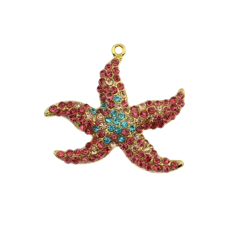 

Delicate sea starfish crystal alloy necklace pendant, As picture