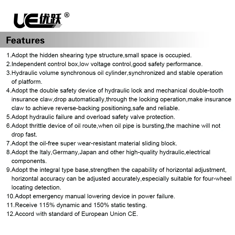 UE-87 Car lifts inground hydraulic alignment scissor car lift auto lift vehicle lift