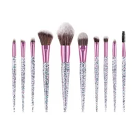 

2019 hot sale 10pcs glitter diamond bling bling handle makeup brushes