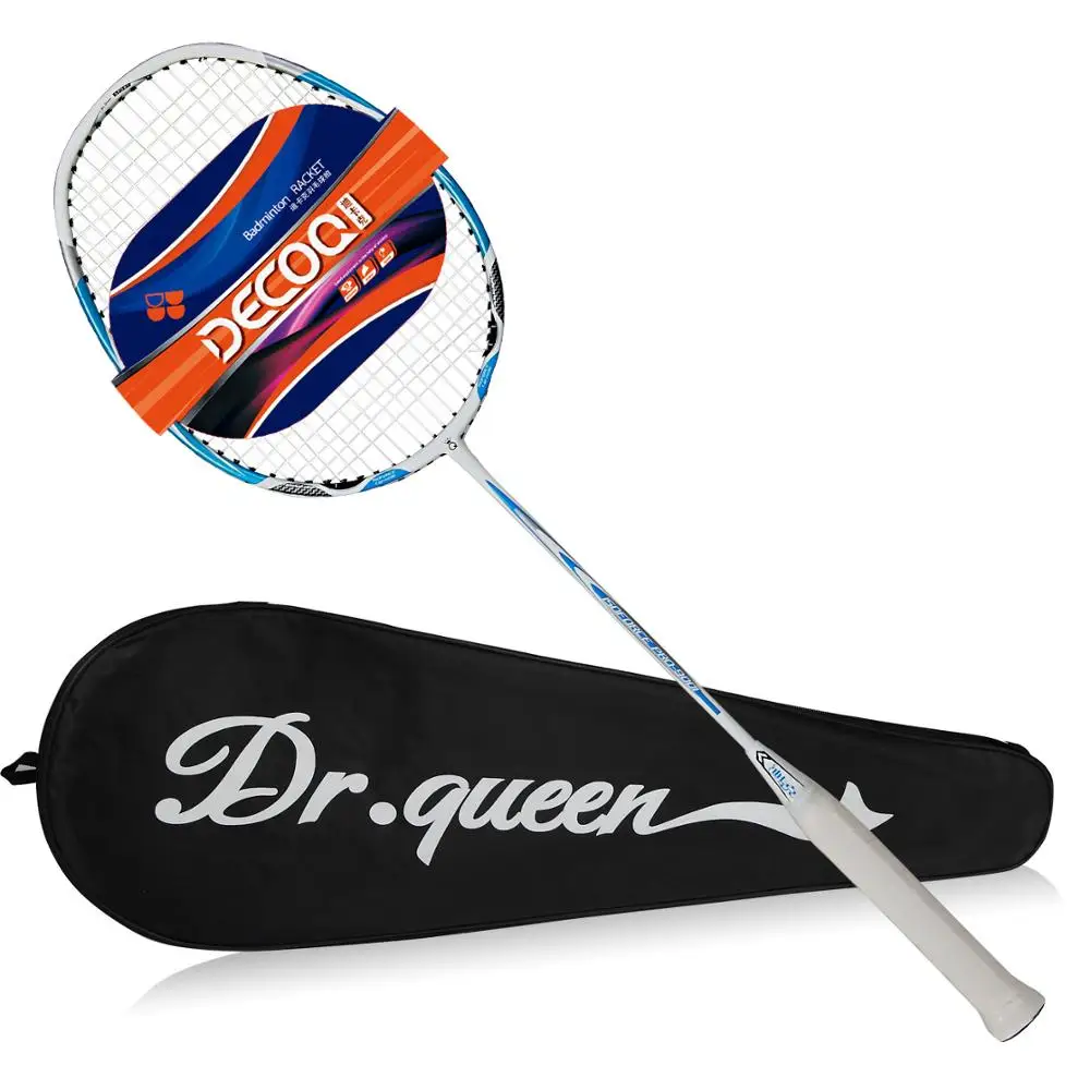 

DECOQ Single High-Grade Badminton Racquet Carbon Fiber and Aluminium Badminton Racket Including Badminton Bag, Blue and white badminton set