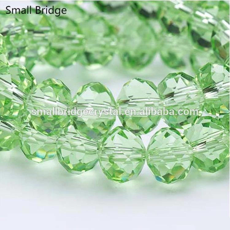 Wholesale Cheap Pujiang 6mm Green Color Faceted Rondelle Glass Beads supplier