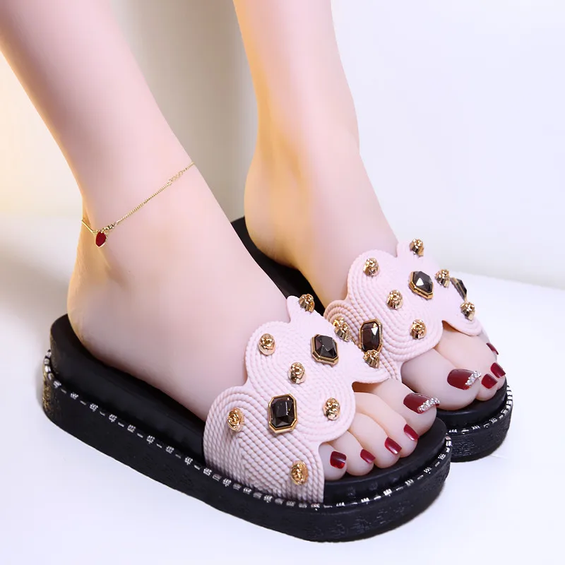 

Korean Hot sale Sequin Square Drill PVC Slide Sandals Trendy Shoes For Wholesale, Customer's request