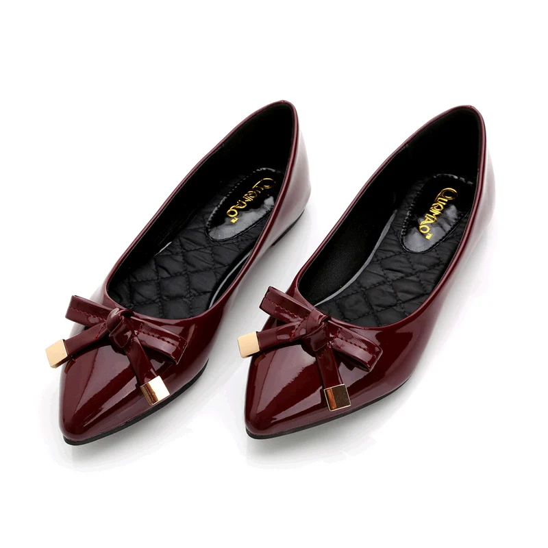 ladies burgundy flat shoes