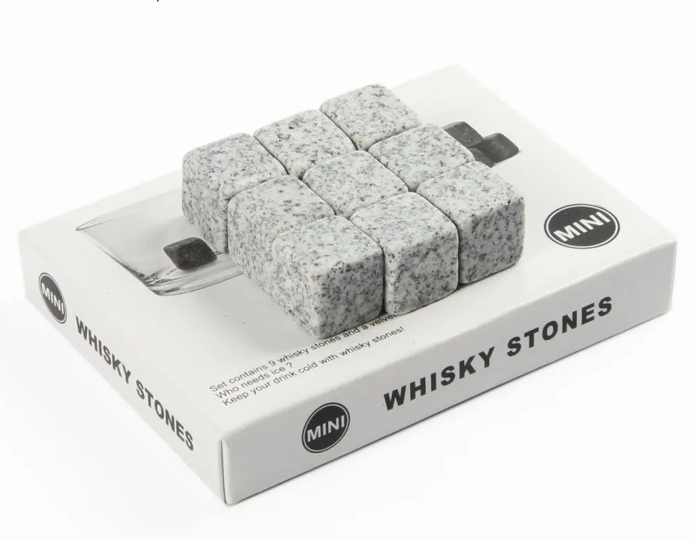 

Whiskey Stones Gift Set 9 Soapstones Chilling Whisky Rocks, Light grey
