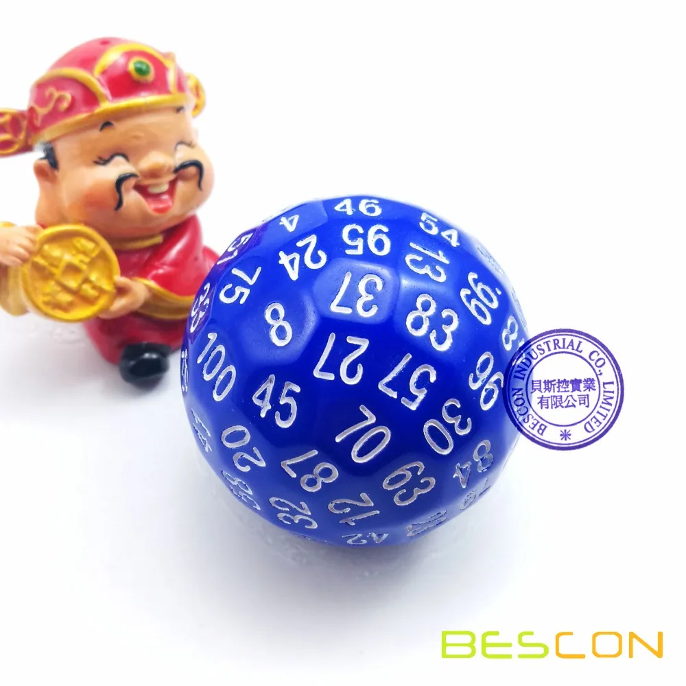 

Bescon Polyhedral Dice 100 Sides Dice, D100 die, 100 Sided Cube, D100 Game Dice, 100-Sided Cube of Blue Color