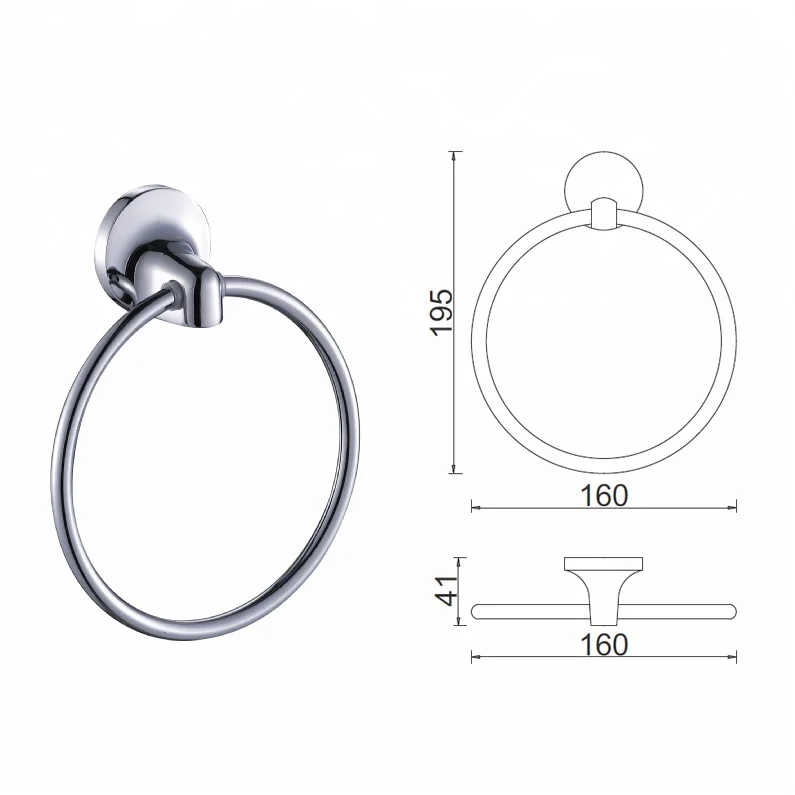 
Metalique Cheap Bathroom Zinc Alloy Chromed Towel Ring Towel Holder 52092 
