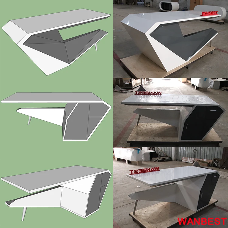 Unique Design Artificial Marble Ceo Director Office Laptop Desk Working Table for Hotel Home