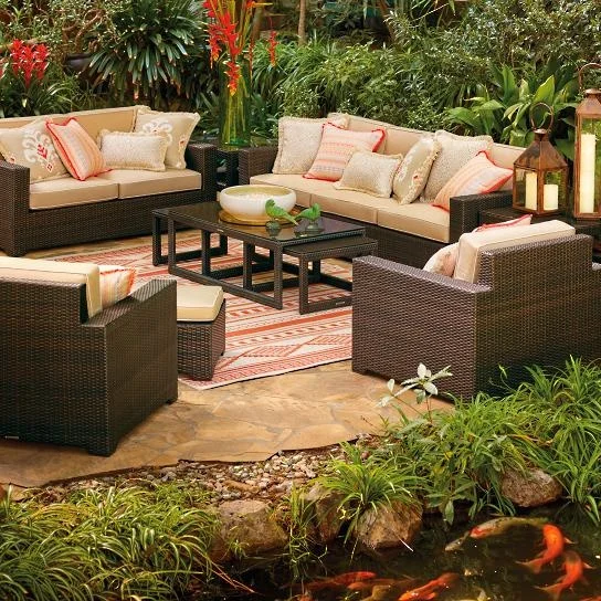 
Hot sale high quality classic garden furniture synthetic rattan outdoor sofa set 
