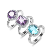 

2-9033 Fashion 925 sterling silver rings jewelry custom gemstone engagement rings