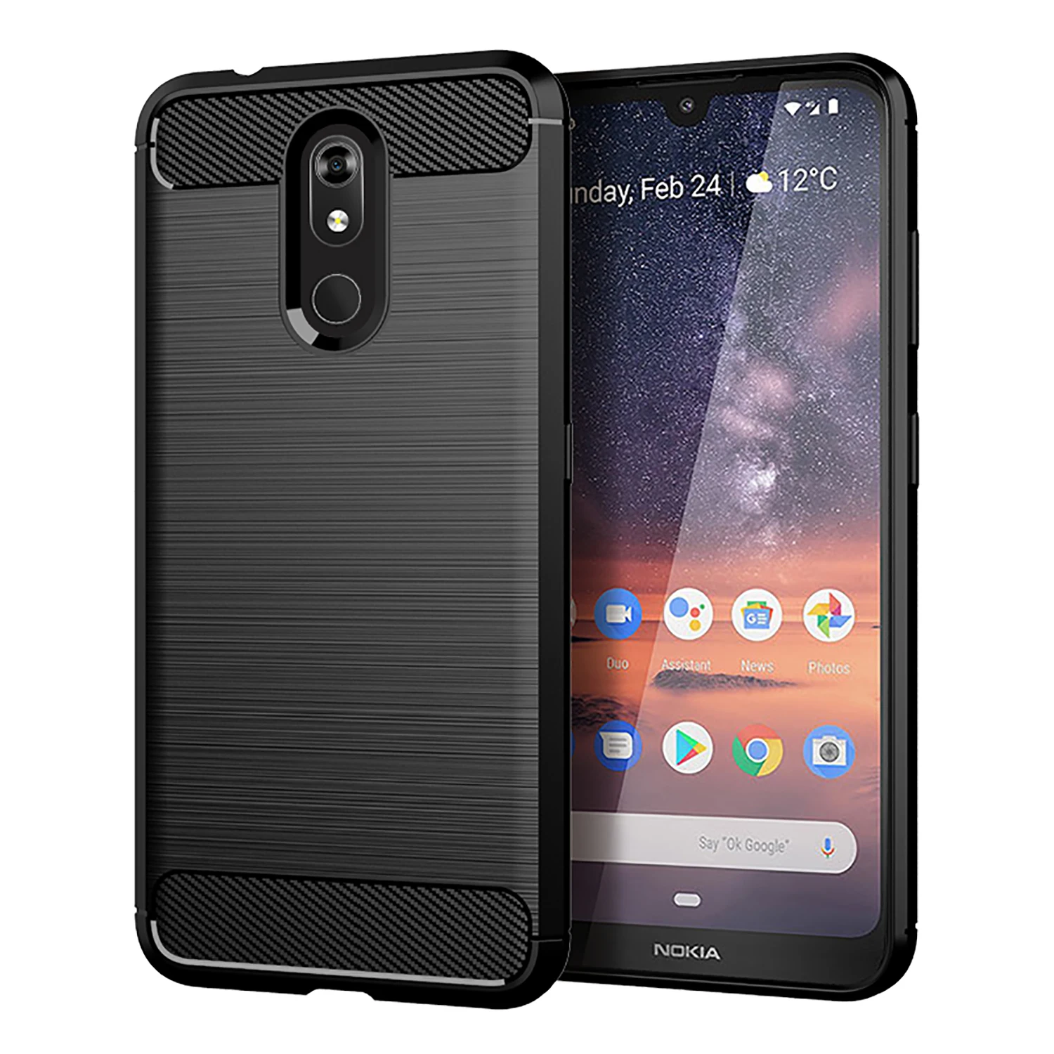 

For Nokia 3.2 Back Cover Soft Case Made to Suit Real Phone/ Brushed Carbon Fiber Slim TPU Phone Case For Nokia 3.2, Navy blue, black,gray,red