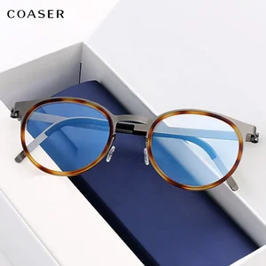 Newest Titanium Glasses Frame Men Ultralight Round Eyeglasses Frame Denmark brand design Lighter Optical Screwless Eyewear