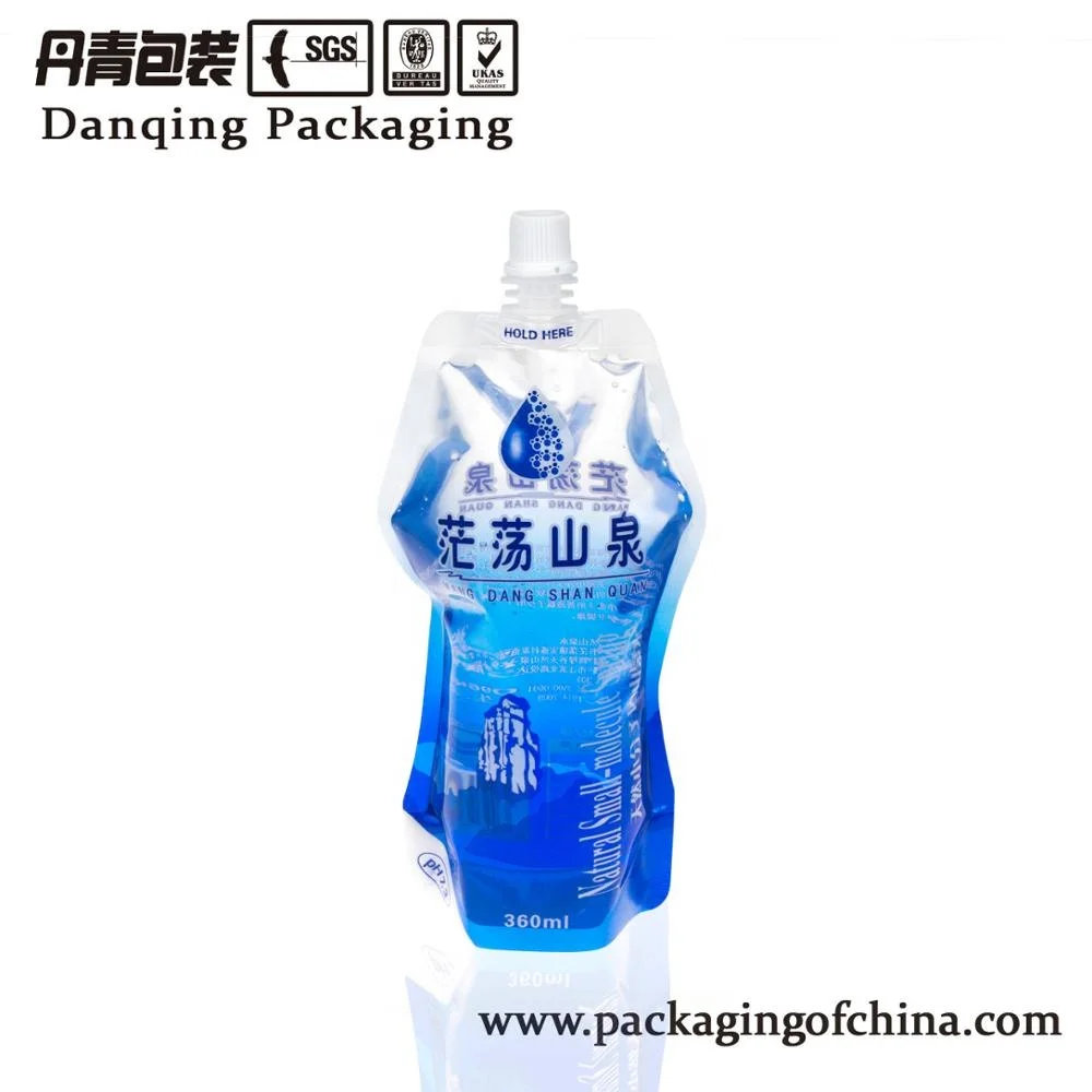 Juice liquid plastic stand up pouch with spout