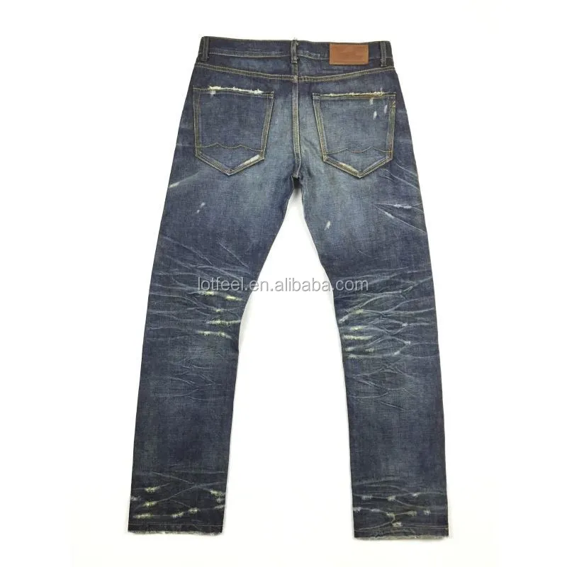 Oem New Style Bulk Wholesale Custom High Quality Vintage Wash Distressed Japanese Selvedge Jeans 