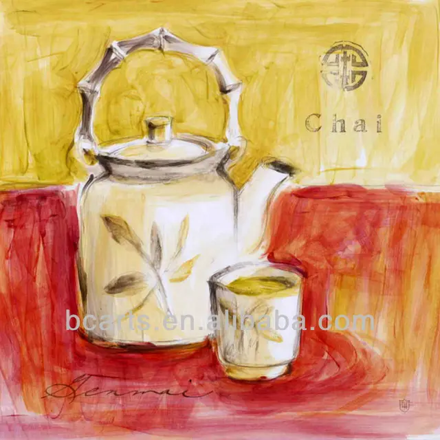wall art decor, chinese tea culture oil painting