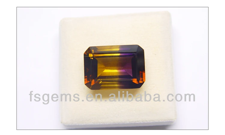 Wholesale  Certified Synthetic Yellow Quartz Ametrine Jewelry Loose Octagon Star Gemstones 9mm Lab Created Puple Yellow