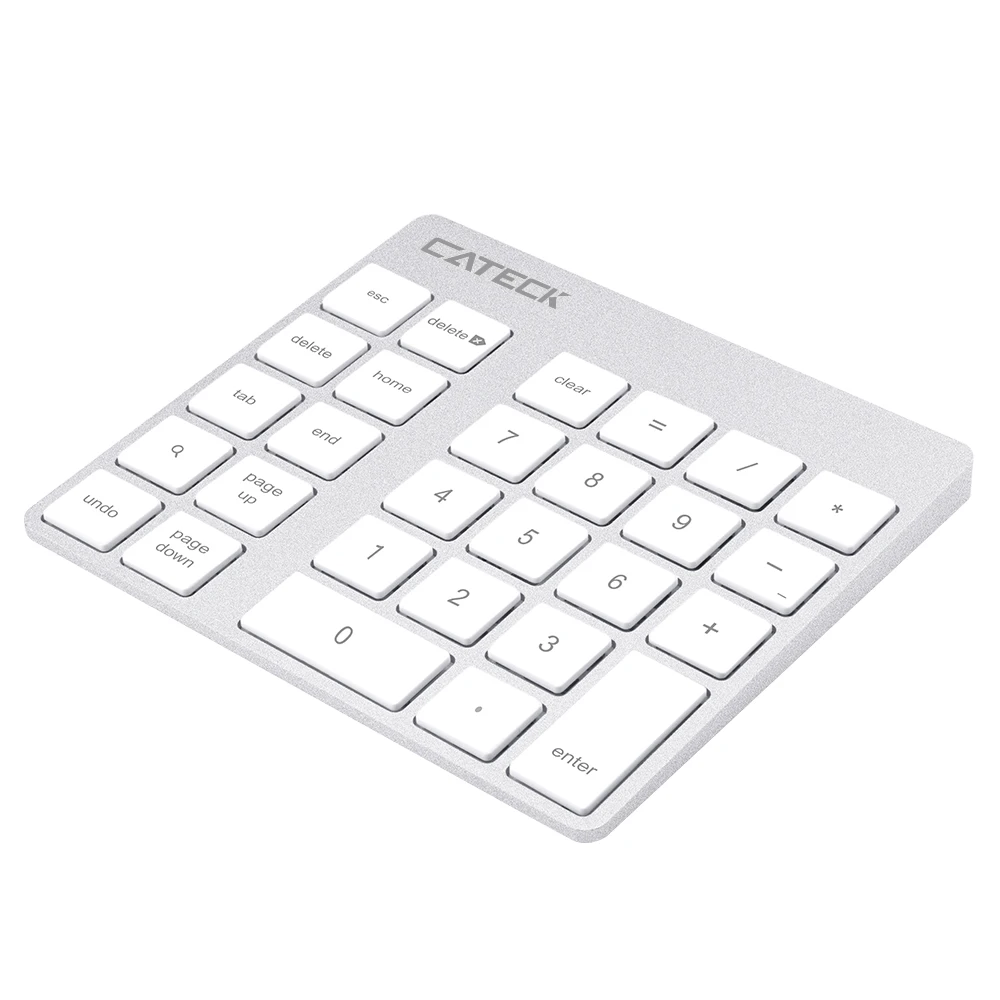 

Cateck 28-Key Rechargeable Aluminum BT Wireless Headset Numeric Keypad, Silver