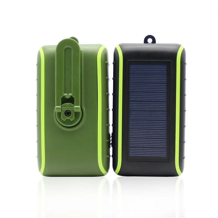 

new products 2019 waterproof solar power bank 8000mah mobile phone charger battery power bank attach to backpack, Black, green