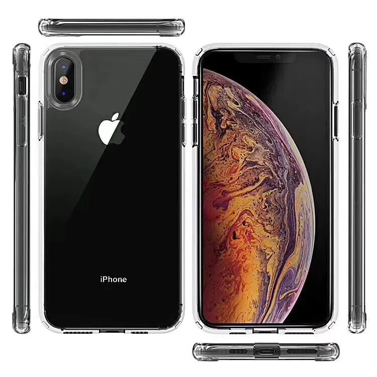 Hybrid TPU Transparent Clear Acrylic Hard Crystal Clear Phone Case For iPhone X XR XS MAX Back Cover