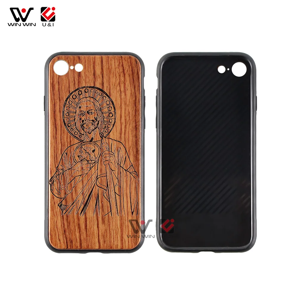 

Free Shipping Wood Back Engraved Design Mobile Phone Case For iPhone 6 7 8 X, Customized