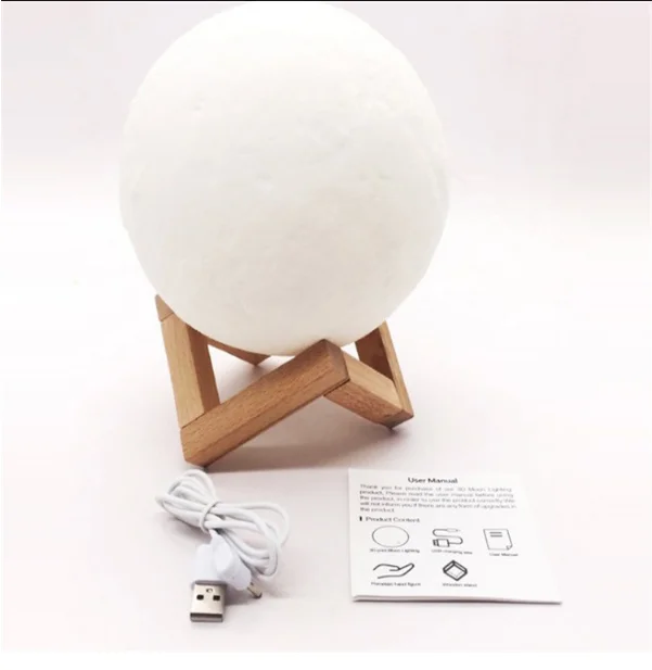 Rechargeable 7 Color Changing 3D Illusion Ball Moon Night Light