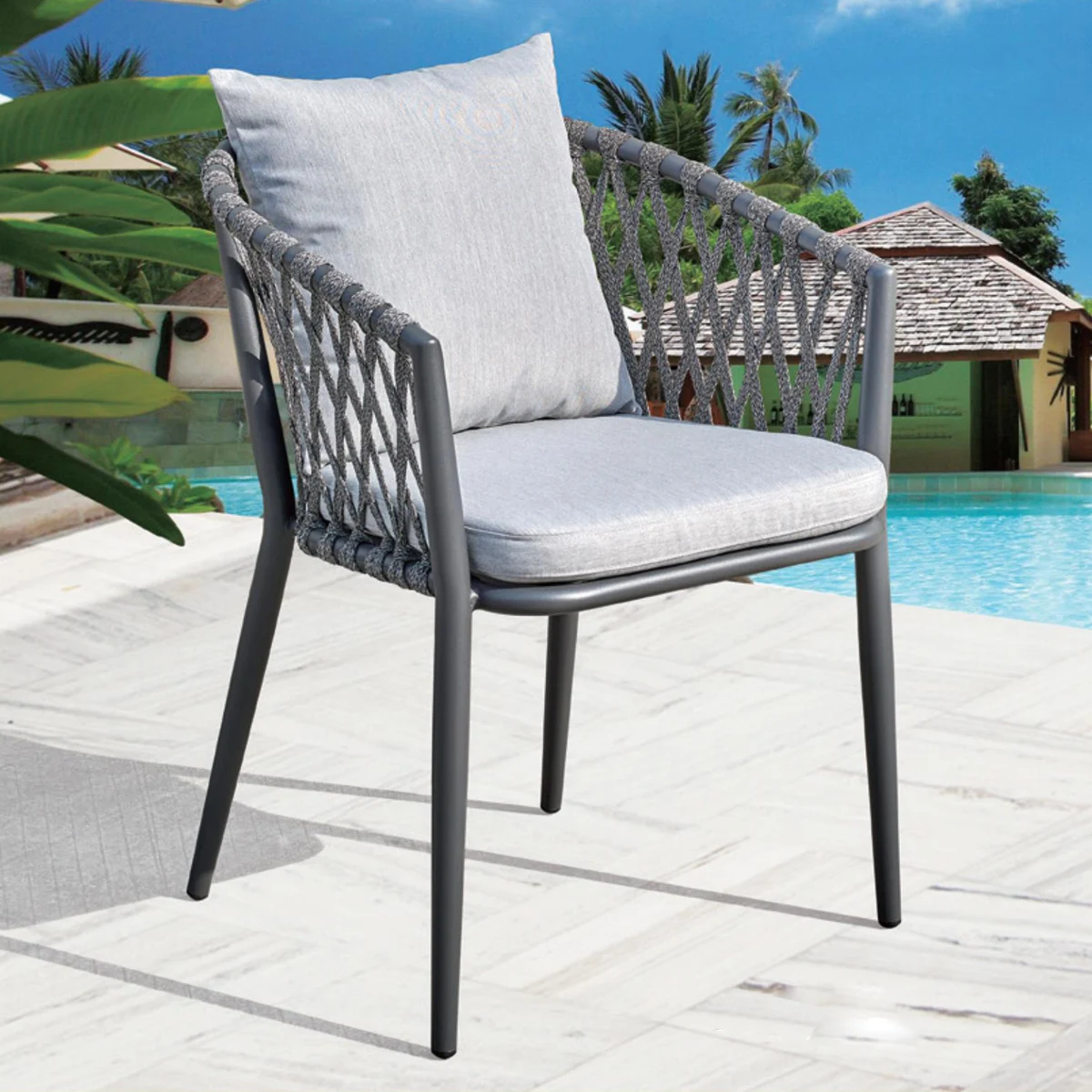 Modern Design Commercial 6 Seat Garden Chair And Table Aluminum Outdoor