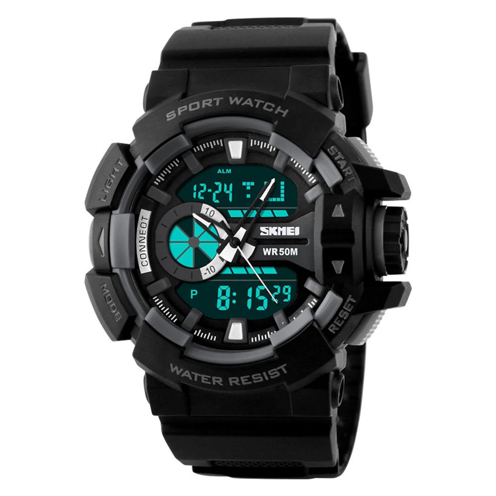 

SKMEI 1117 Men 50m Waterproof Relogio Quartz+Digital Wristwatch Relojes Hombre Quality Brand Sport Watch, 3 colors for choose from
