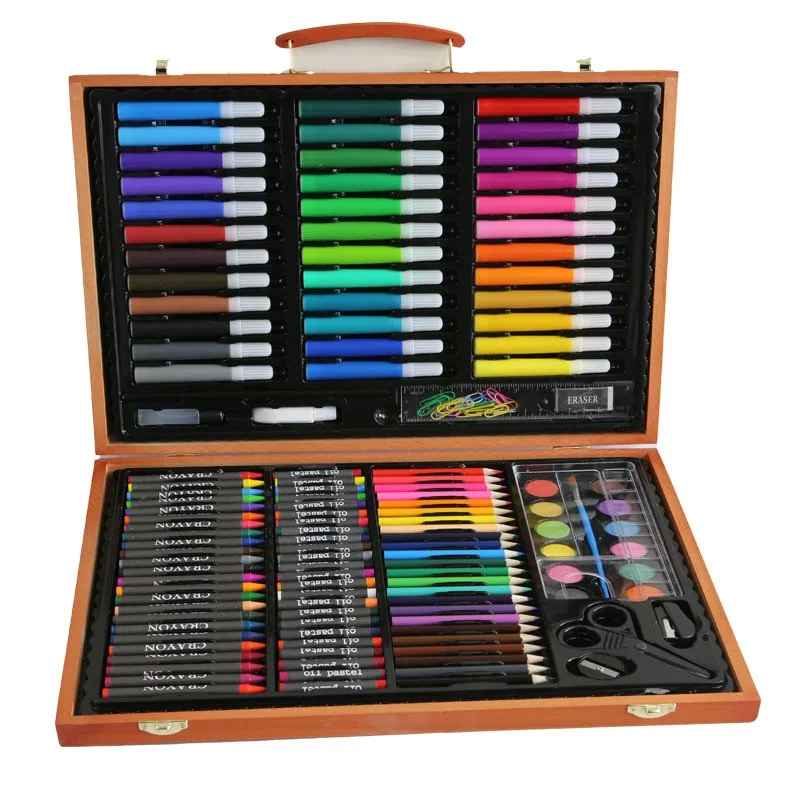 Hot Sale Stationery Set For Kids Wooden Case 258pcs Art Tool Kit - Buy ...