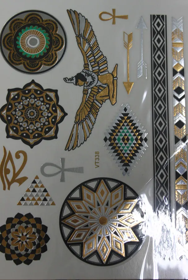 2015 Colorful Round Pattern Makeup Tattoo Exotic Egypt Girl Pretty Temporary Tattoo Sexy Flash Henna Gold