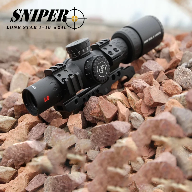 

SNIPER LN 1-10x24 L Riflescope Tactical Rifle Scope Glass Etched Reticle Hunting Optics Sight red dot 20mm mounts hunting scope, Black