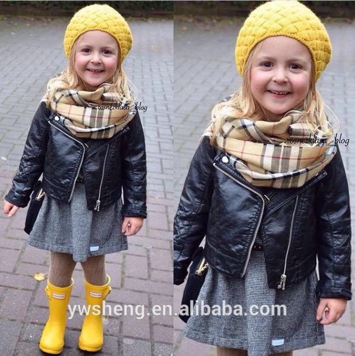 

2019 wholesale baby girl leather winter jacket, Black