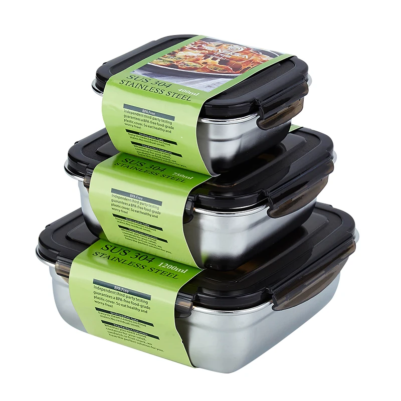 

Hot Selling 304 stainless steel lunch box food storage container eco friendly good quality bento lunch box set