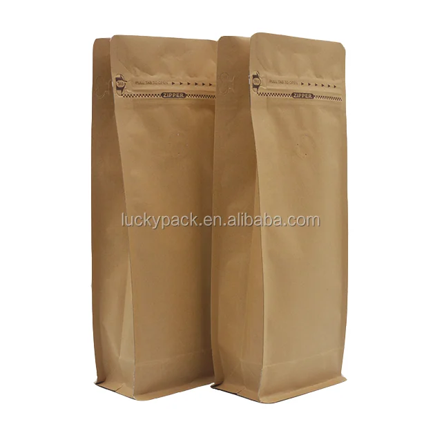 
Customized Easy Tear Zipper Top Food Grade Moisture Proof Kraft Paper coffee beans packaging bags 