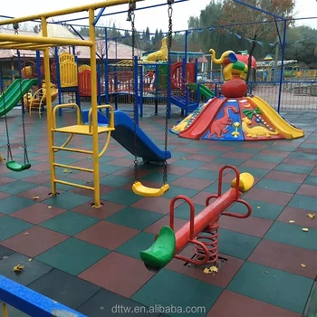 Solid Color Recycled Rubber Flooring Tile Playground Outdoor Park