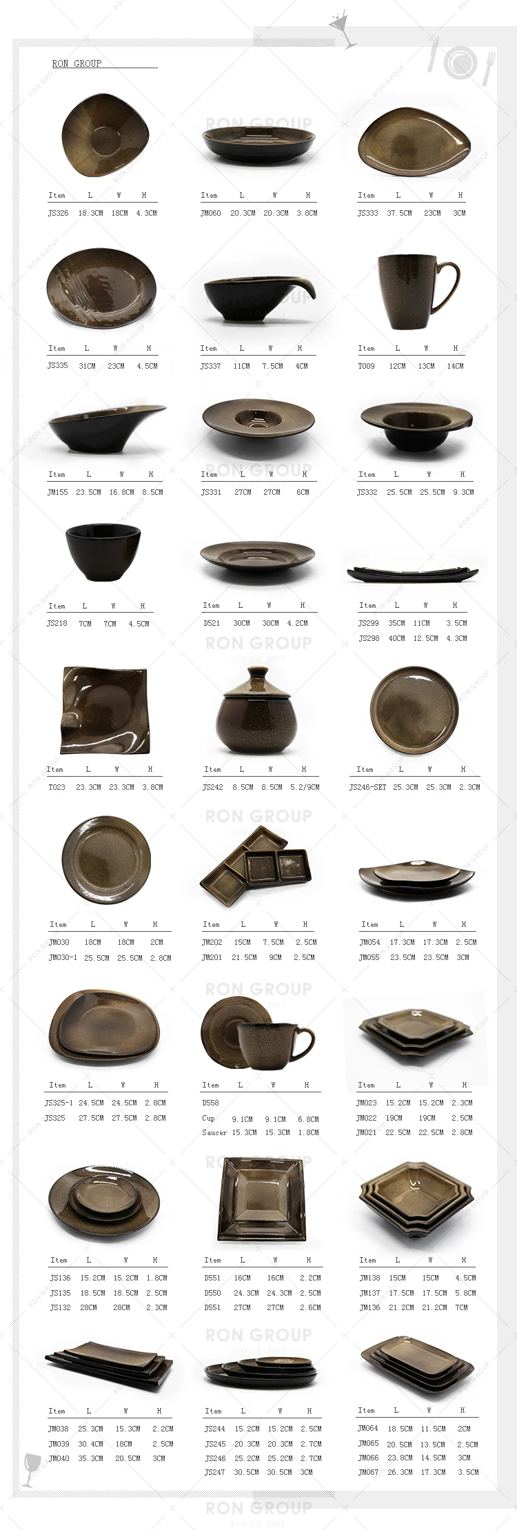 Factory Wholesale Nordic Style Restaurant Dessert Flat Plates Baking Dish 10 Inch Brown Color Glazed Ceramic Round Dinner Plates