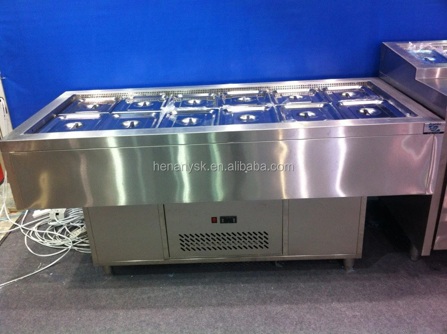 Energy-Saving Sandwiches Fresh-Keeping Cabinet Horizontal Refrigerator Air-Cooling Freezer Working Bench Temperature 0-10 Dc