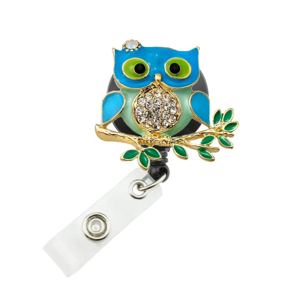 Cute Enamel Owl Nurse Retractable Badge Reel ID Name Card Holder for Teacher, All kinds of color