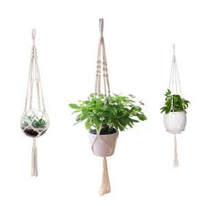 Macrame Plant Hanger Indoor Outdoor Hanging Plant Holder Hanging Planter Stand Flower Pots for Decorations Cotton Rope