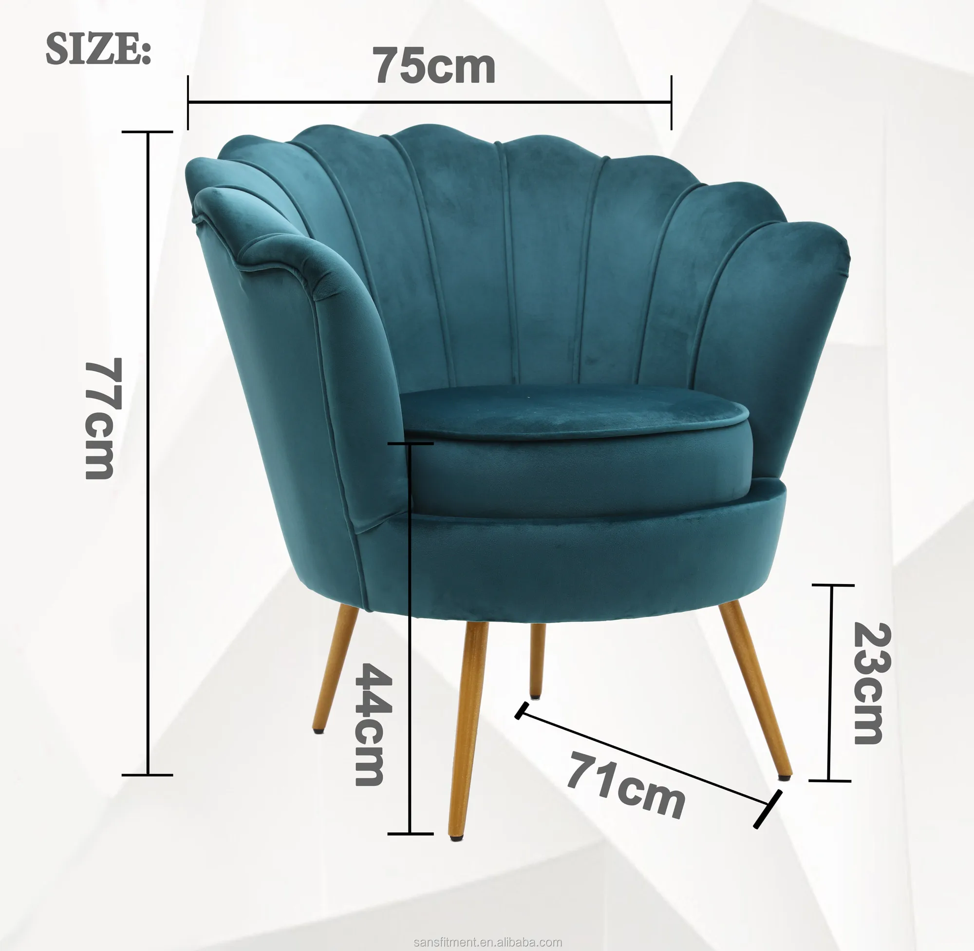 Modern Hotel Poltrona Promotion Velvet Upholstered Small Flower Shape