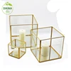 large wedding home decor Ring Necklace jewelry Display Box Organizer with or NO Sliding Glass Lid - gold christmas candle holder