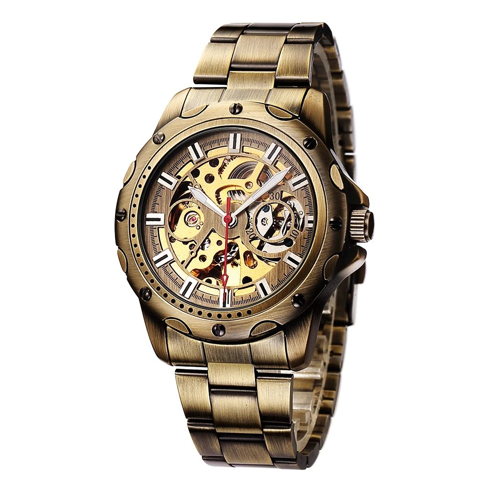 

2019 Shenhua New Vintage Stainless Steel Skeleton Automatic Mens Watch Luxury Self-Wind Mechanical Wrist Watch, N/a