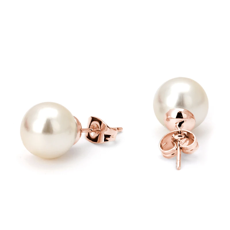

Top Quality Imitation-Pearl Rose Gold Color Stud Earrings For Women Girl Fashion Jewelry Birthday Gift Wholesale E434