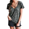 Wholesale v neck camouflage t shirt custom camo t shirt women short sleeve deep v neck camo tee