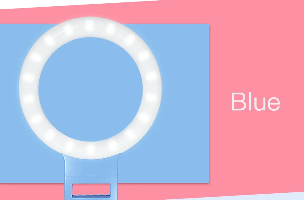XJ-18 selfie ring light led rechargeable round shape portable selfie flash light for smartphone with 36leds two color light