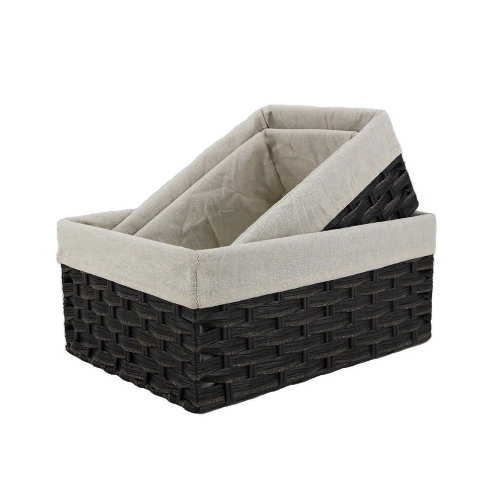 Pe Negro De Plástico Tejida De Almacenamiento Cestas De Almacenamiento