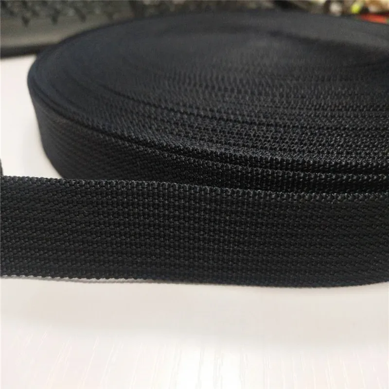 

high-strength polyester imitation nylon weave webbing 2mm thickened nylon ribbon for bags, Black