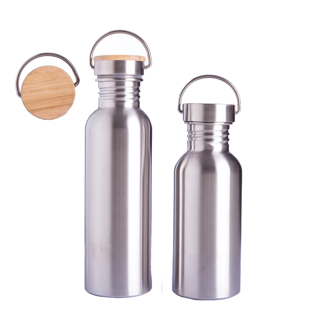 

No minimum personalized BPA free stocked no minimum 750ml 18/8 single wall bamboo lid sport bottle stainless steel