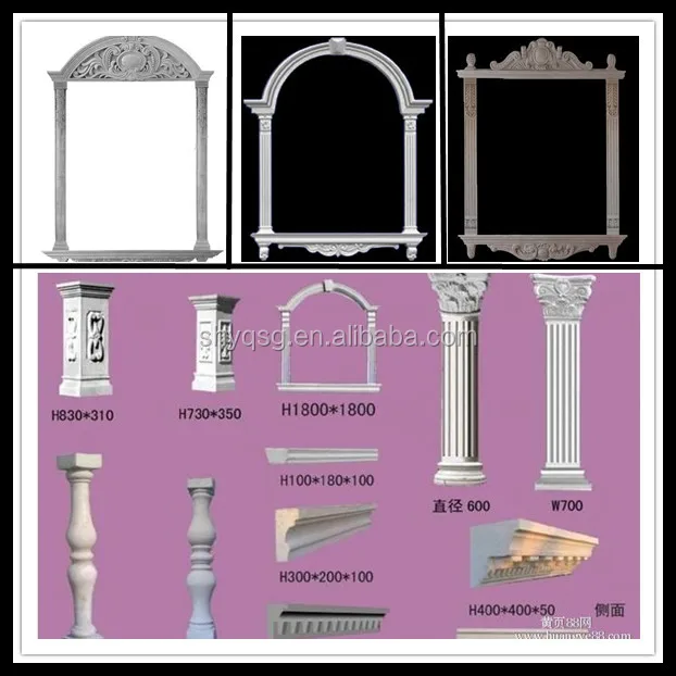 Marco de la puerta ventana molduras grc cemento hormigón romano pilares