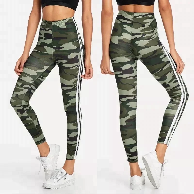 

Camouflage quick drying sublimation yoga leggings custom screen print leggings gym tights seamless knit high waist leggings