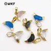 WT-P1404 Simply Design Women Dainty Jewelry Cute Tiny Stone With Gold Capped Pendant Crescent Shape Natural Gemstone Pendant