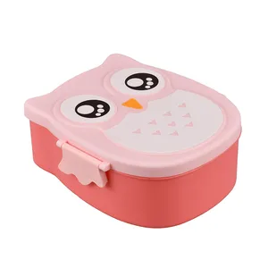 Image of Cute Cartoon Owl Lunch Box Food Container Storage Box Portable Kids Student Lunch Box Bento Container With Compartments Case